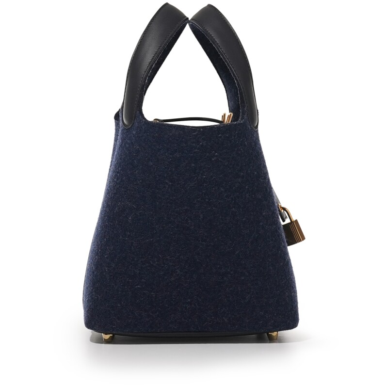 Hermès Bleu Nuit Feutre Wool and Black Swift Picotin Lock 18 Gold Hardware - Image 2